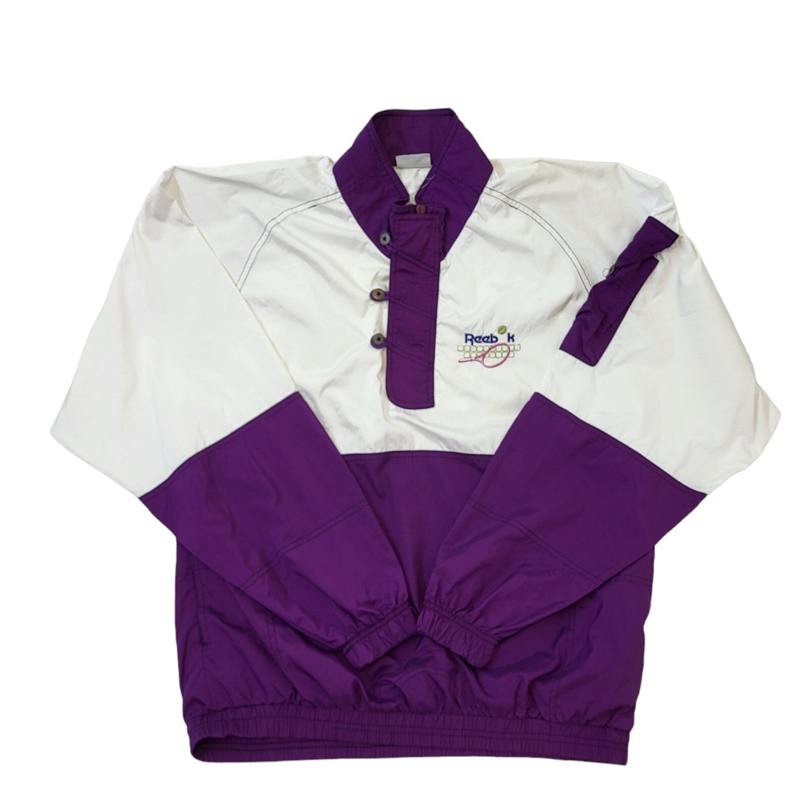 Reebok 80s Vintage Tennis White & Purple Lightweight Sports Jacket Men's Size L