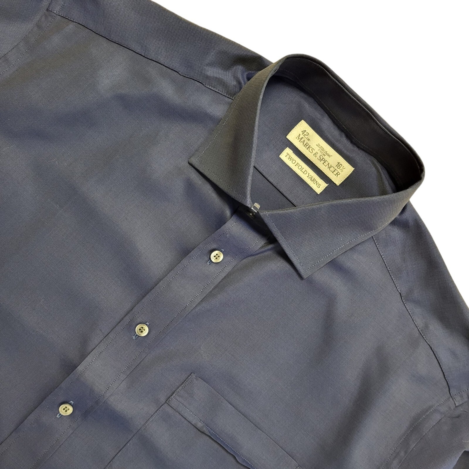 Marks & Spencer Vintage Y2K Dark Blue Long Sleeve Shirt Uk Men's Size XL