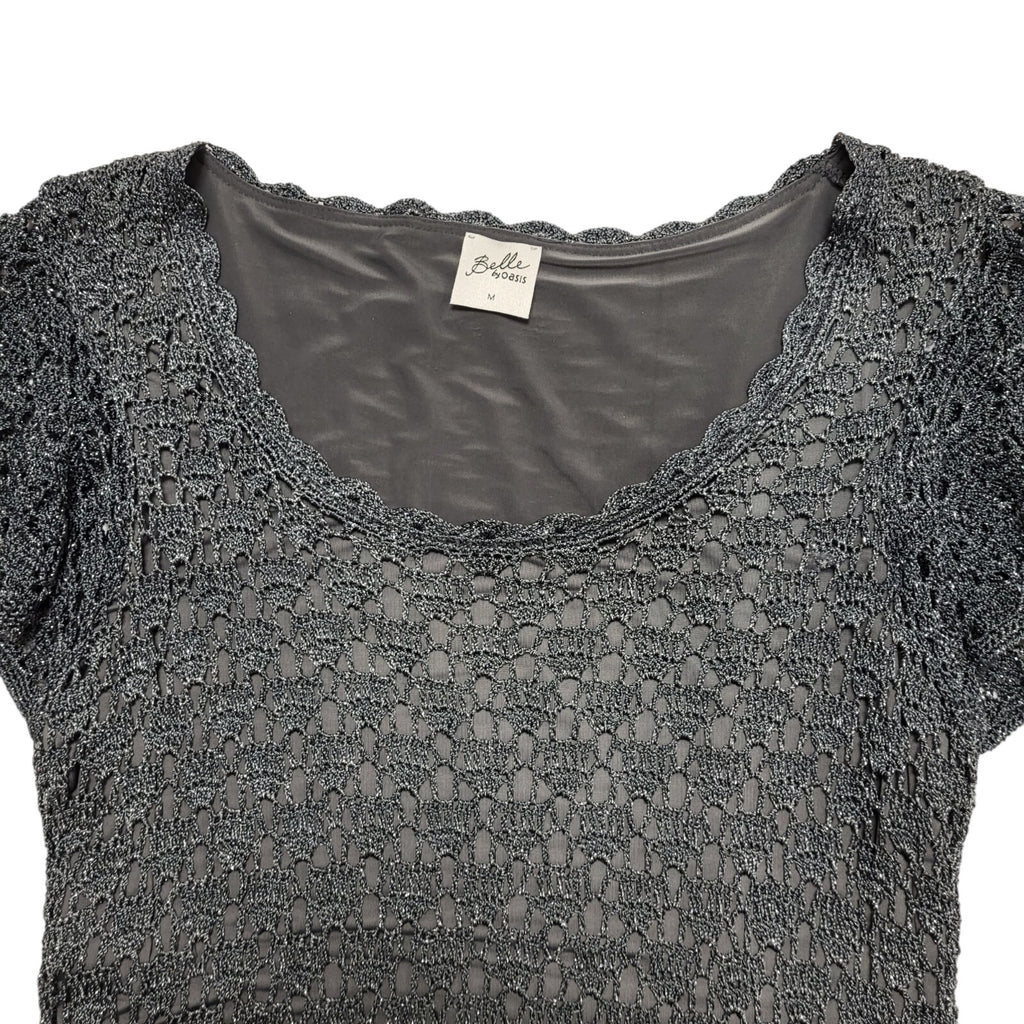Belle By Oasis Y2K Grey Laced Short Party Dress UK Size Medium