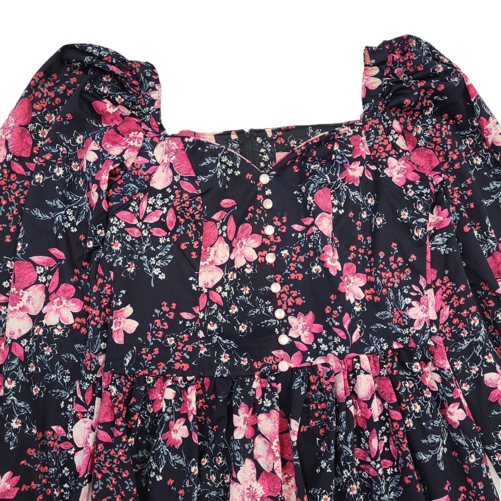 70s Vintage Purple Floral Puffed Shoulder Maxi Dress Women's 8