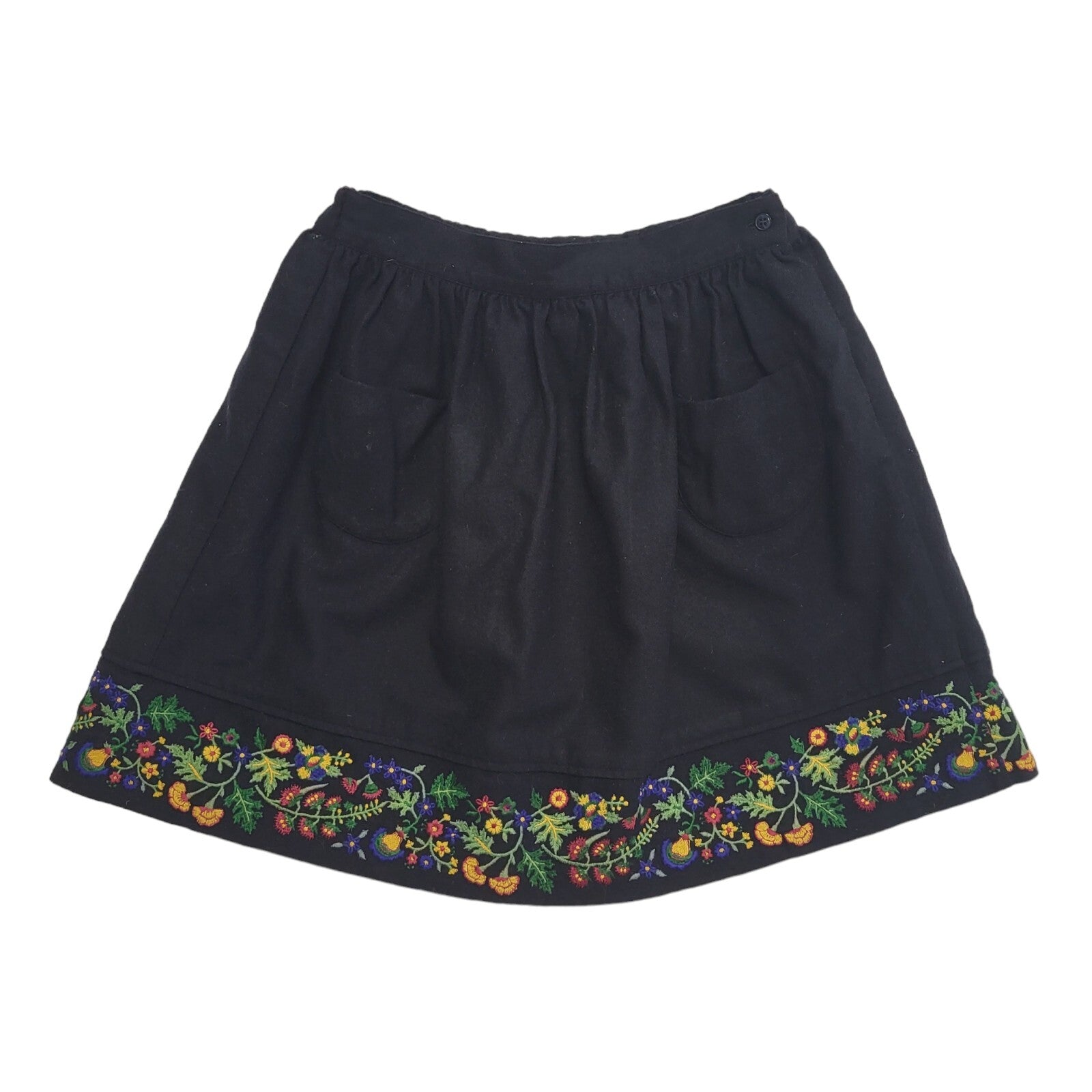 Cacharel Vintage 90's Blue Short Floral Trim Skirt Womens UK Size 8 W26