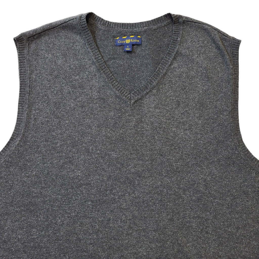 Club Room 90s Vintage Grey Cotton Sweater Vest Men's Size L