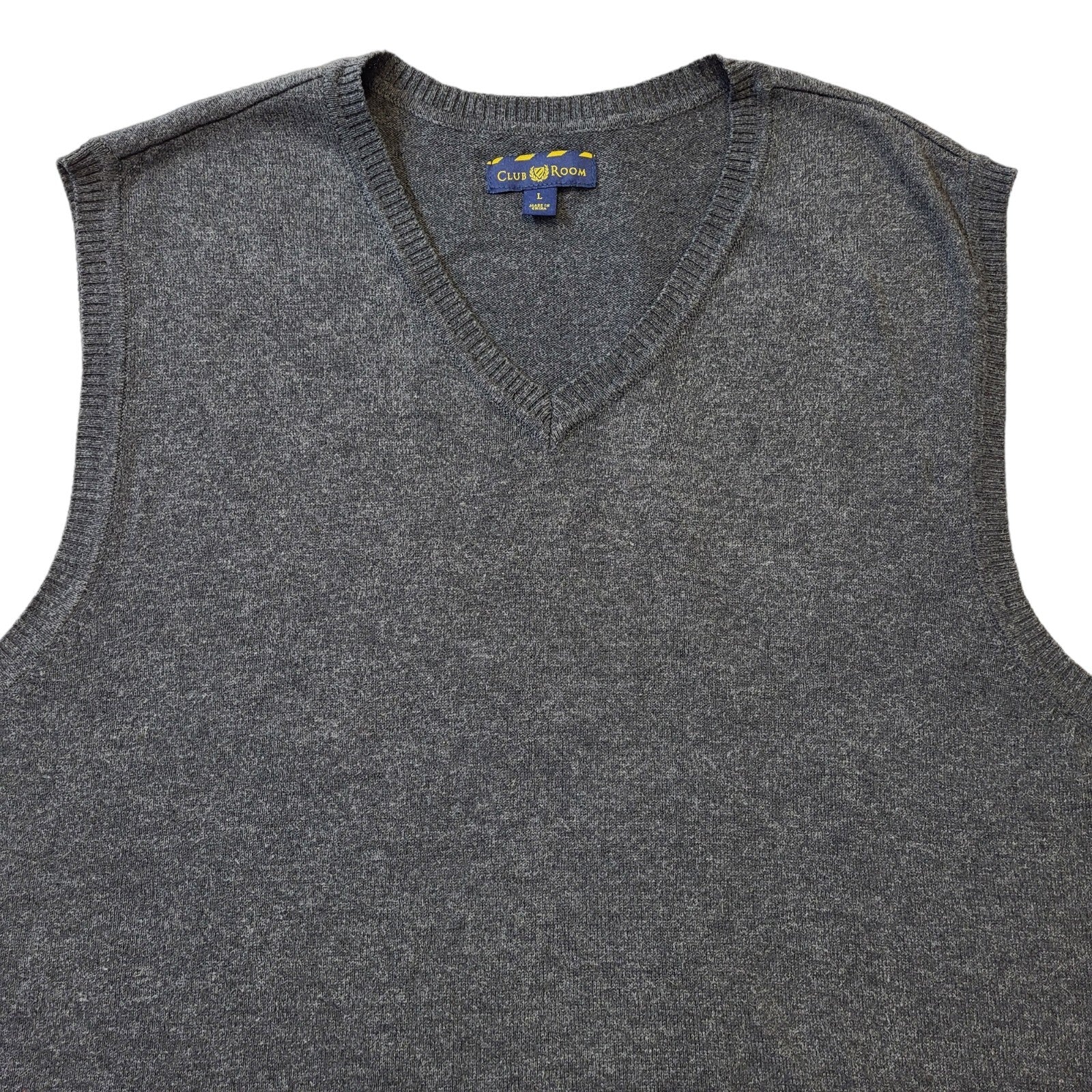 Club Room 90s Vintage Grey Cotton Sweater Vest Men's Size L