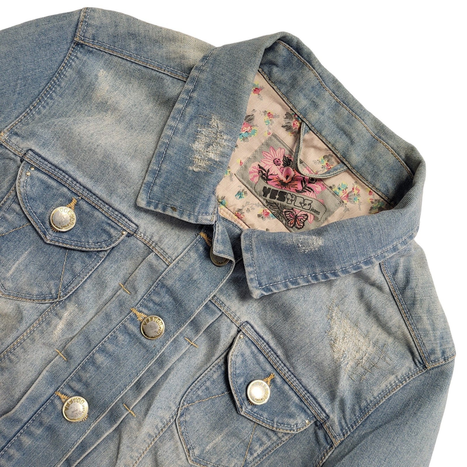 New Look Vintage 90 Y2K Light Blue Button Up Denim Jacket Women's UK Size 16