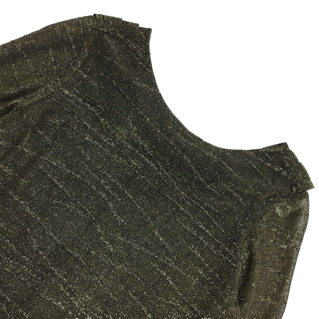 Official Gold & Black Y2K Sparky Long Sleeve Cowl Back Top Womens UK Size 12