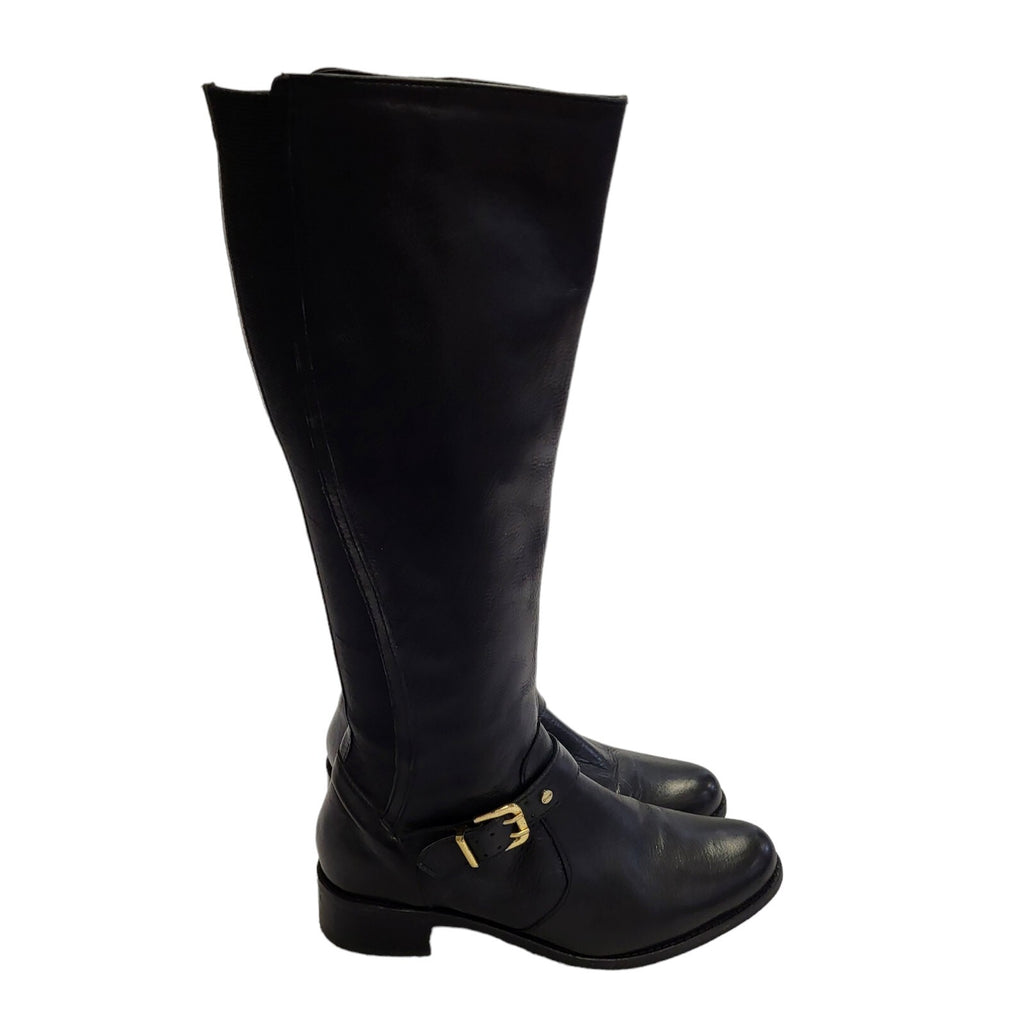 Dune Black Zip-Up Leather Long Heels Boots Uk Women's Size 4