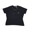 Reebok 90s Vintage Navy Blue V-Neck Cropped T-shirt Top Women's UK Size Medium