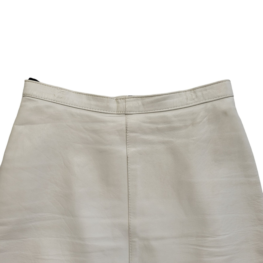 Vintage 90's White Leather Knee Length Skirt Womens UK Size 8 W24