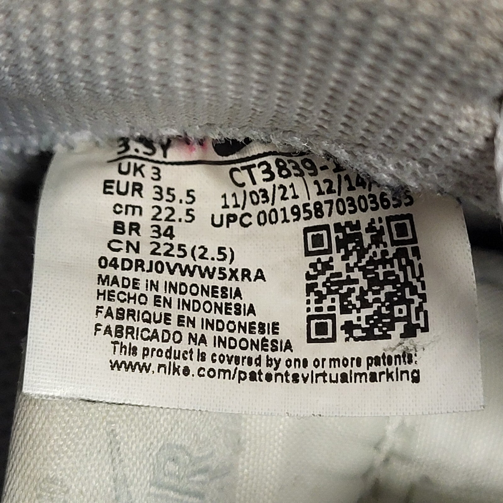 Nike Air Force 1 White Lace-up Trainers Uk Boy's Size 3