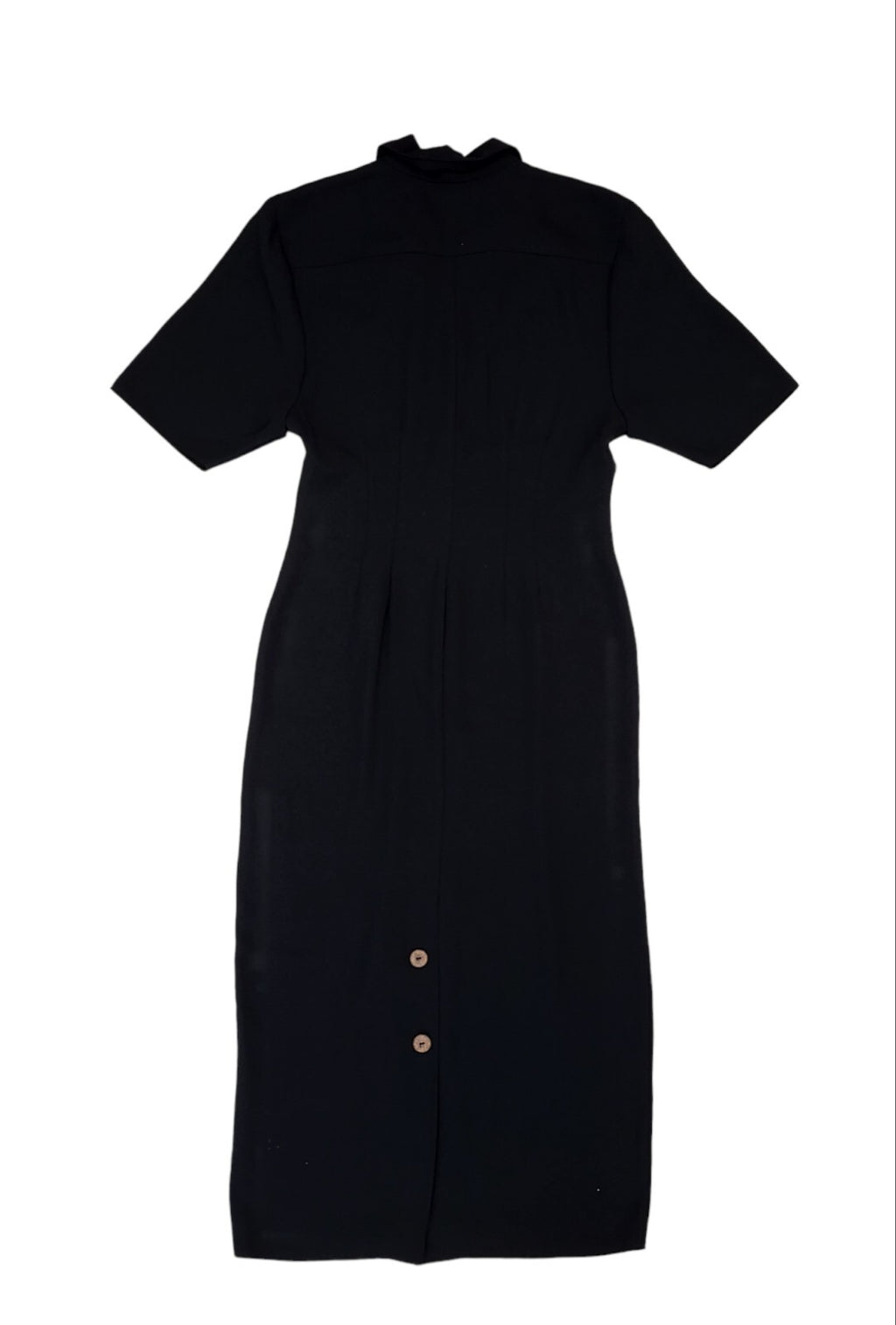 90s Vintage Wallis Black Buttoned Collared Daywear Dress Women's Size 10