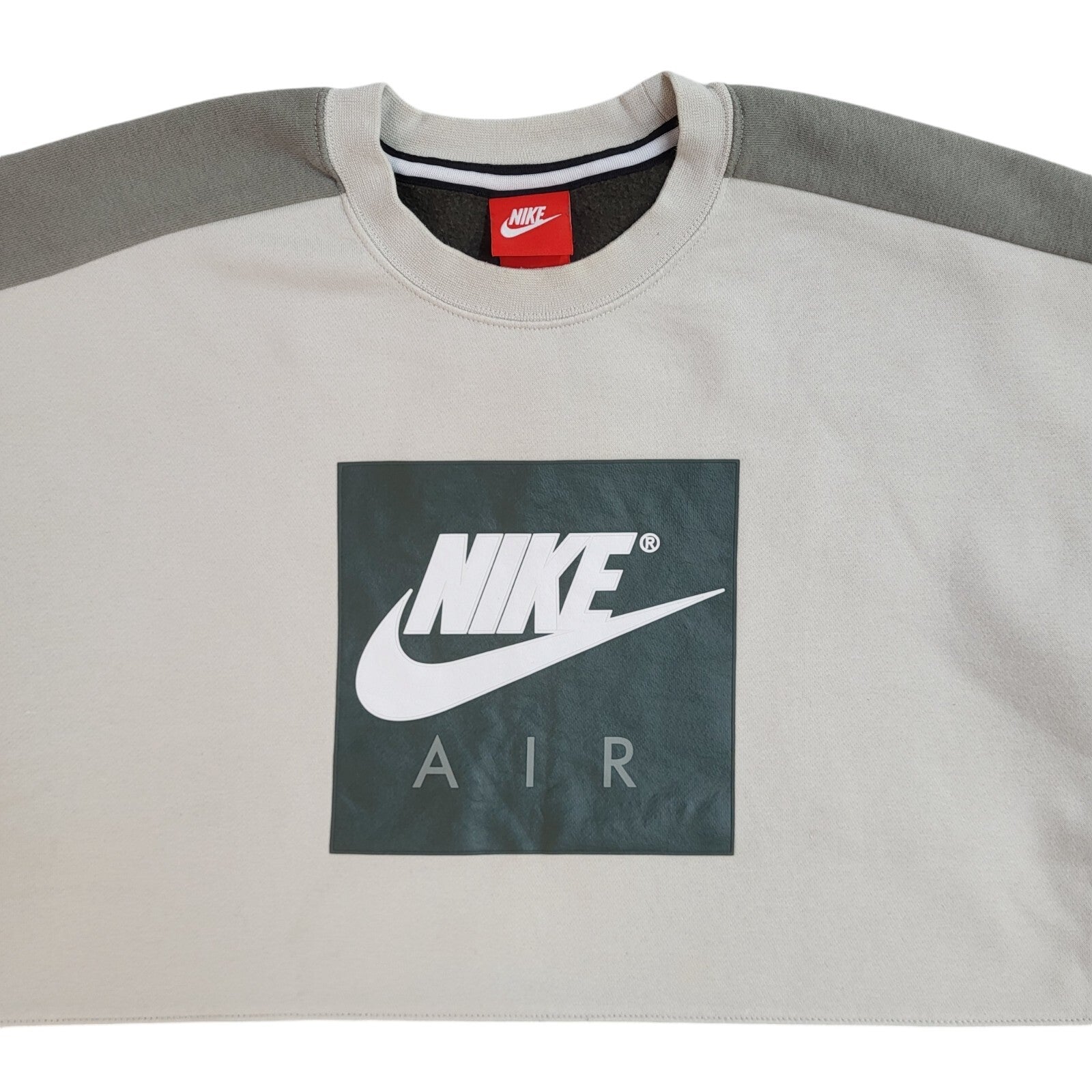Nike Air Sports Sweatshirt Green & Beige Crew Neck 90's Vintage UK Men's Size M