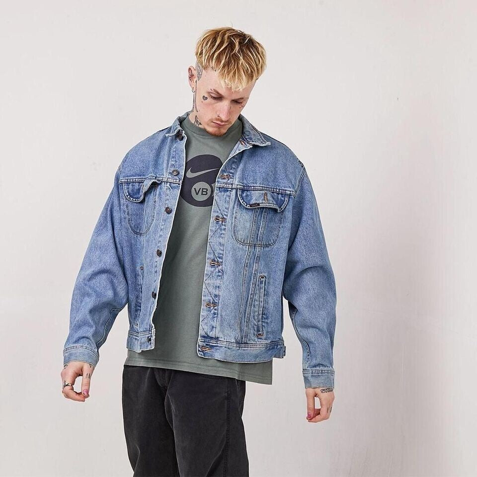 Lee Brickseller Vintage 90s Mid Blue Denim Jacket Uk Men's Size Large