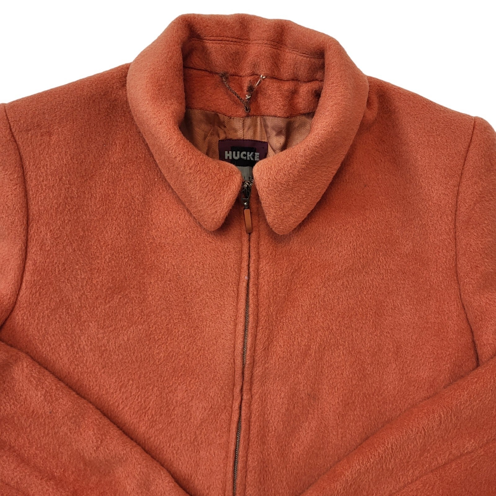 Hucke Vintage 90s Orange Zipped Wool Blend Jacket Women's Size 12 Eu 40