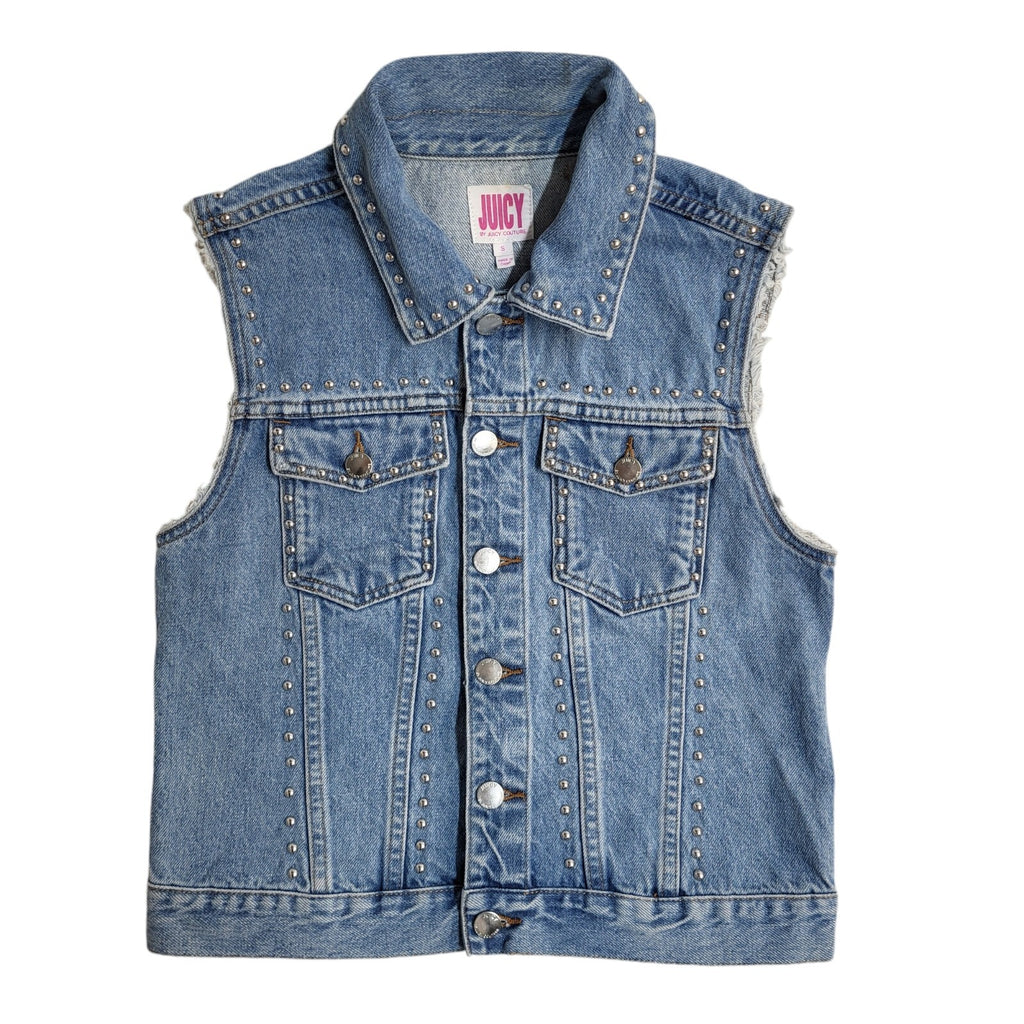 Juicy 90s Vintage Blue Button Denim Gilet Uk Women's Size Small