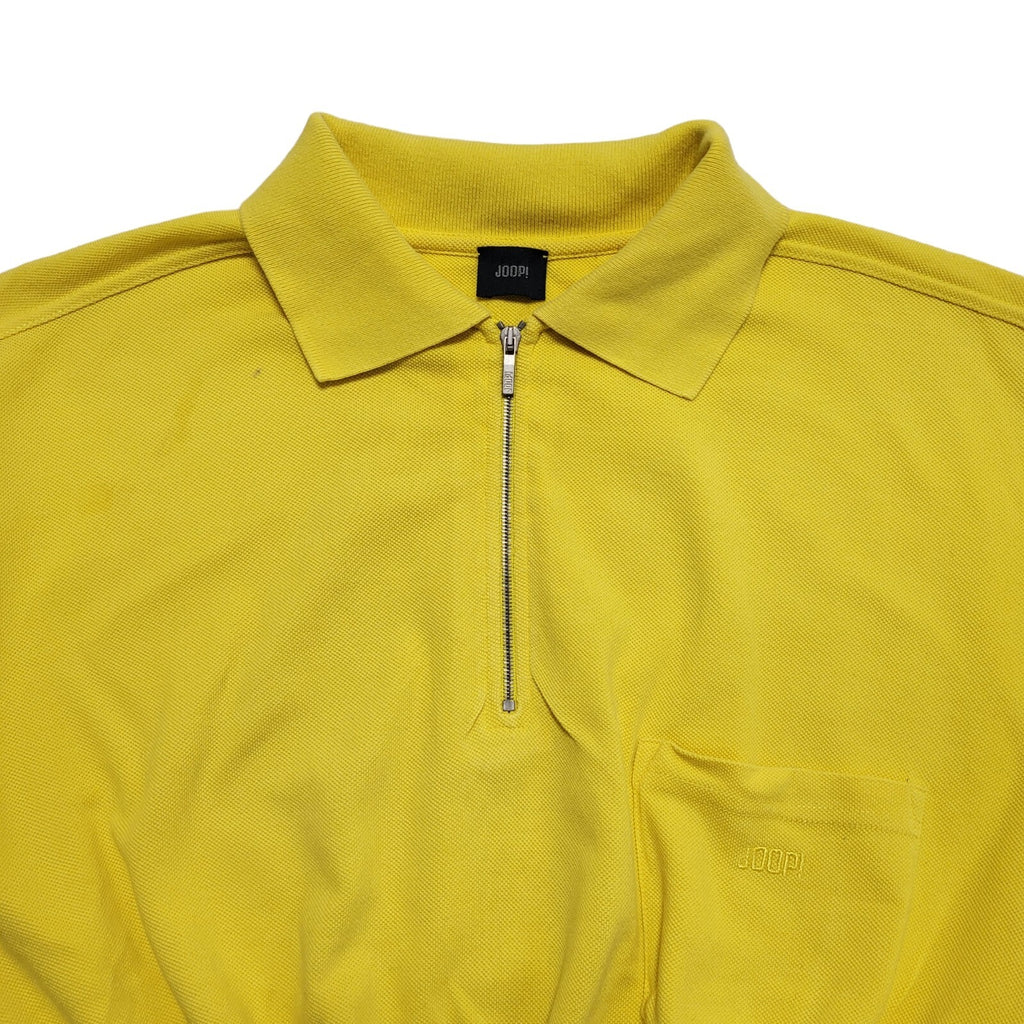 Joop 90s Vintage Yellow Copped Polo T-Shirt Top Uk Women's Small