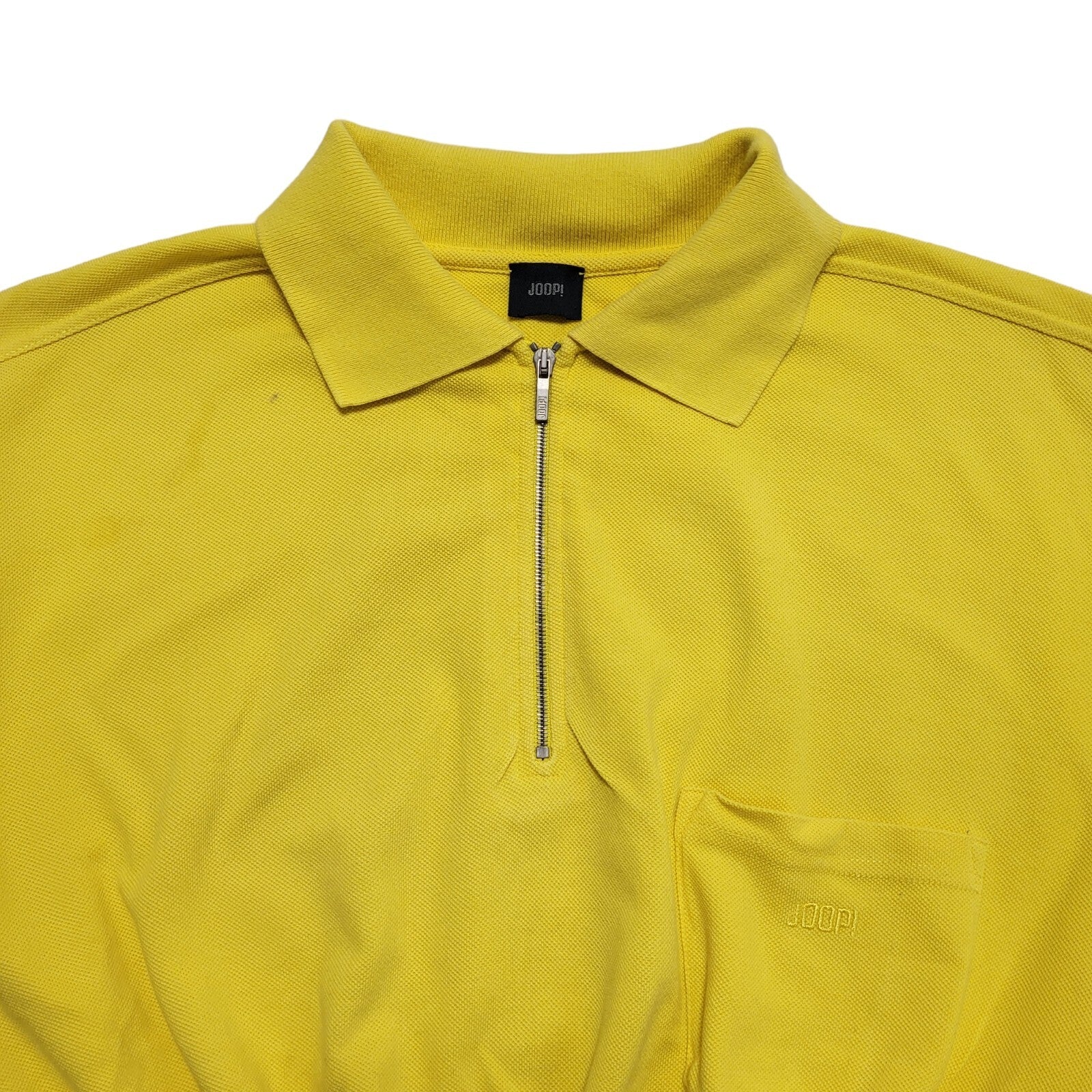 Joop 90s Vintage Yellow Copped Polo T-Shirt Top Uk Women's Small