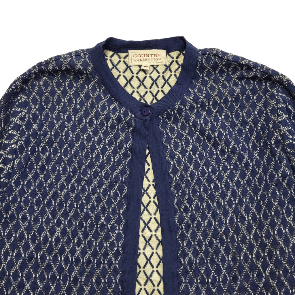 Country Collection Blue 80s Vintage Button Cardigan Uk Women's Size M