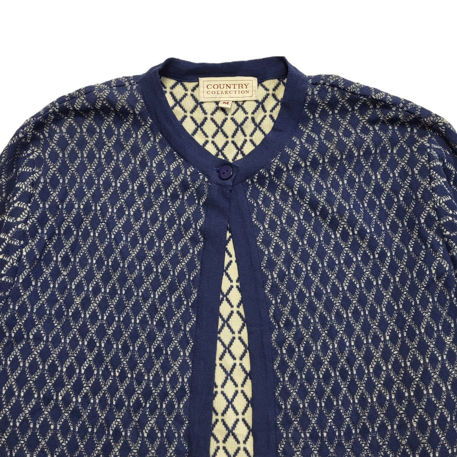 Country Collection Blue 80s Vintage Button Cardigan Uk Women's Size M