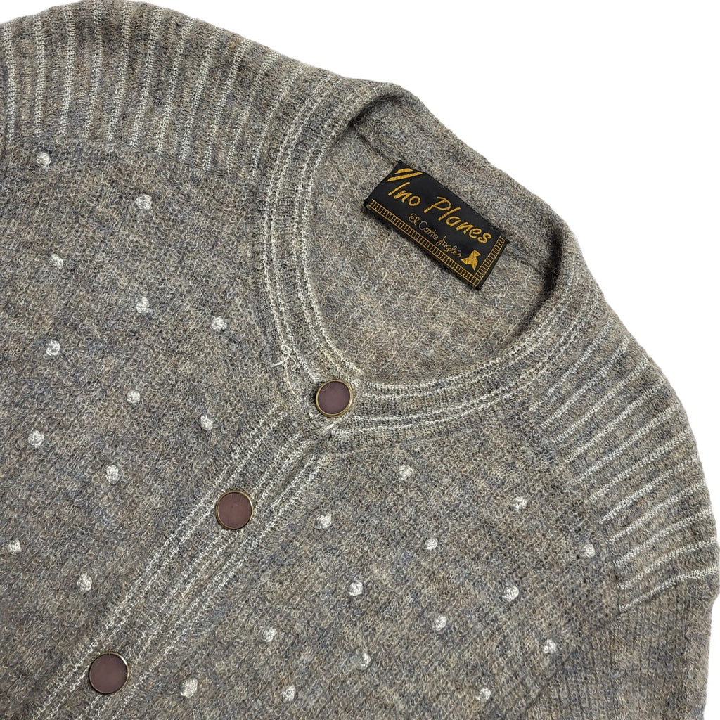 Ino Planes 80s Grey Sequins Button Cardigan Uk Women's Size 12/14