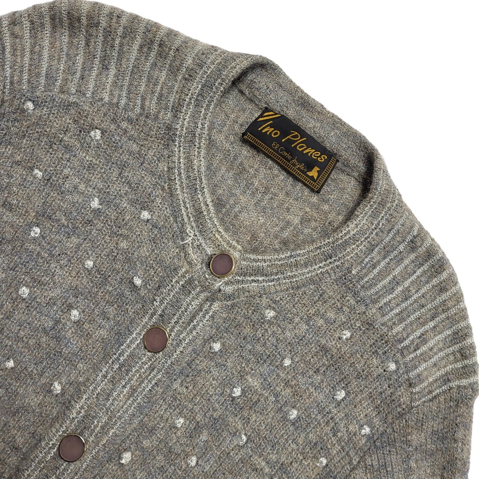 Ino Planes 80s Grey Sequins Button Cardigan Uk Women's Size 12/14