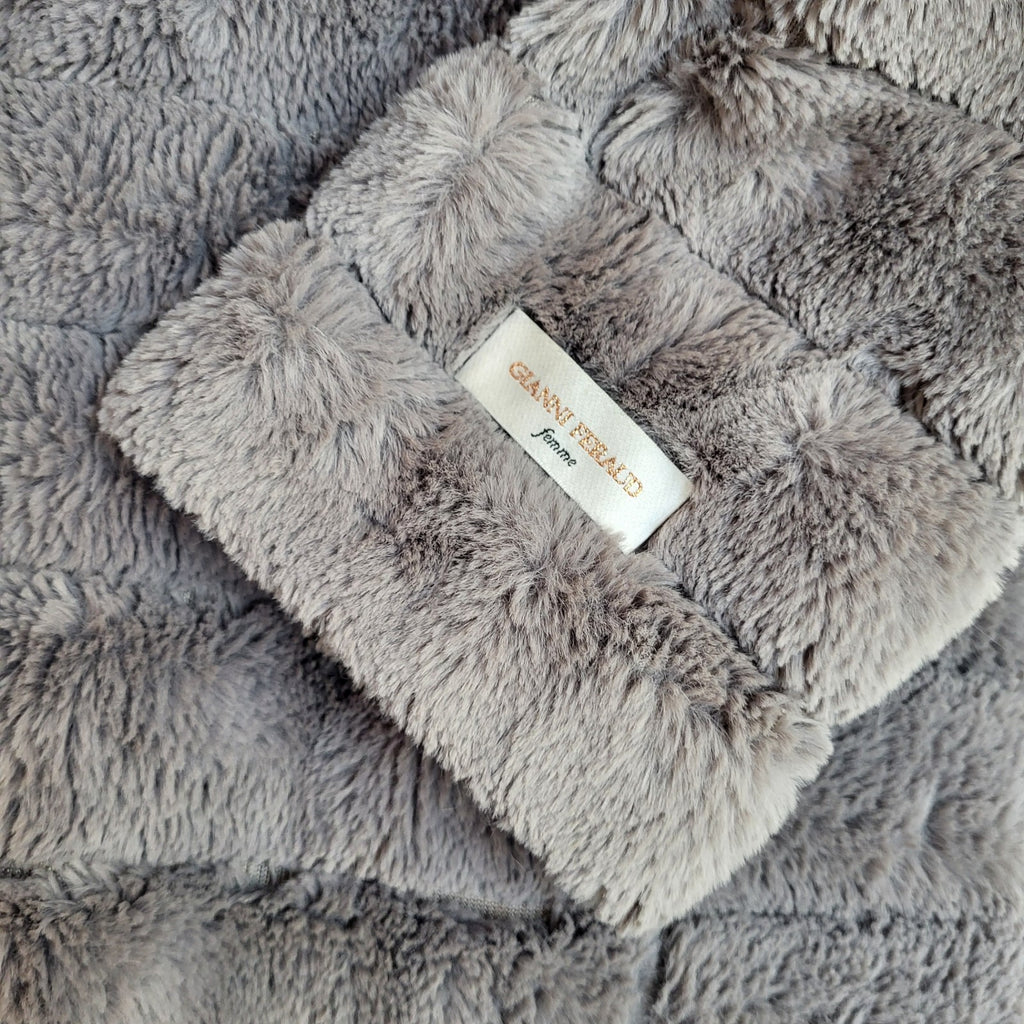 Gianni Feraud Vintage 90's Grey Faux Fur Coat Women's UK 14