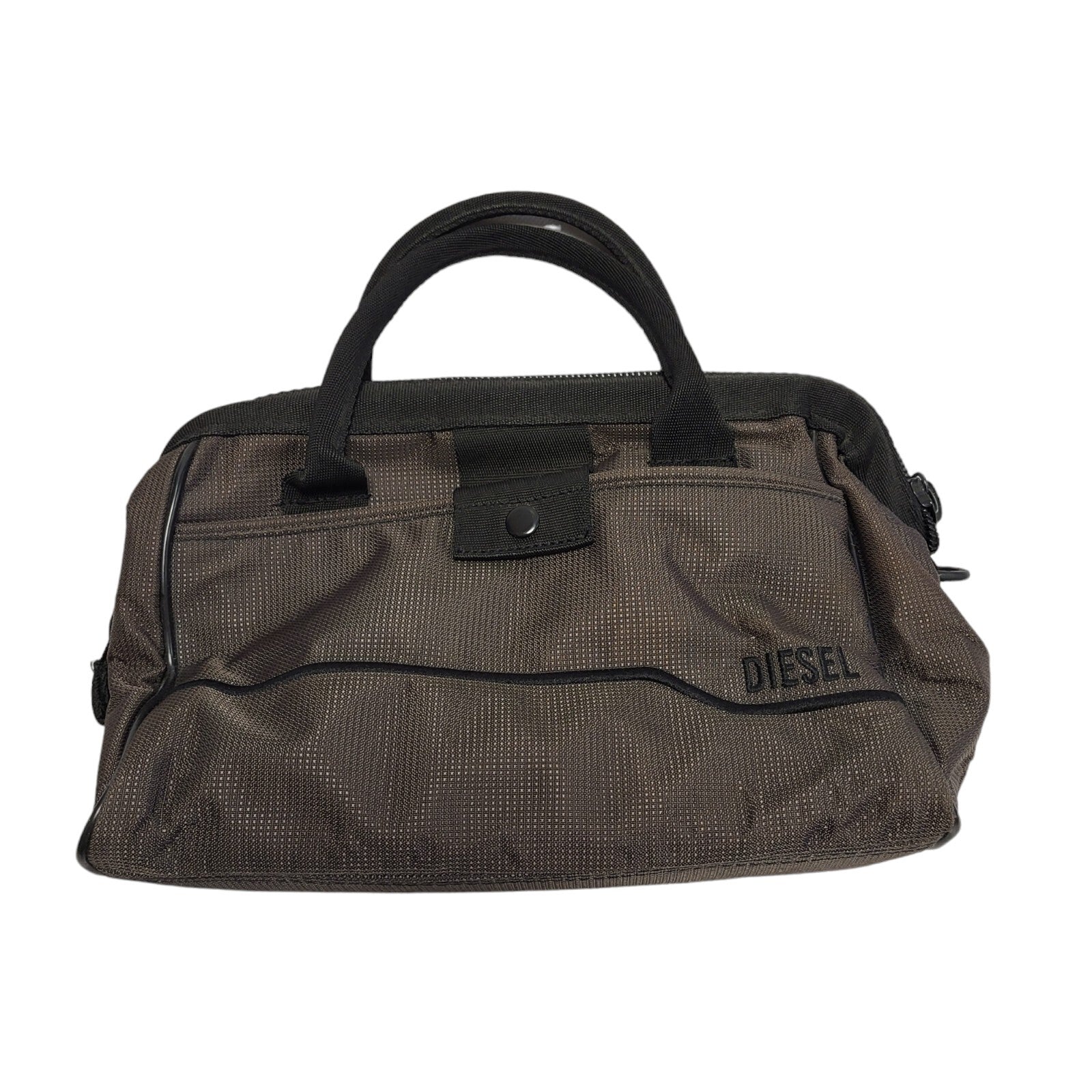 Diesel Brown & Black Canvas Zipped Hand Bag Uk Women's 10" x 7"