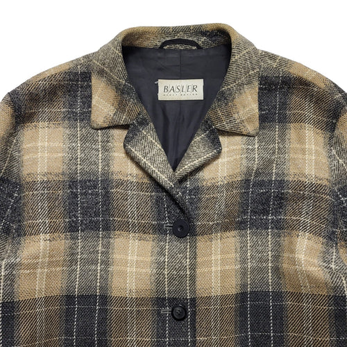 Basler 90s Vintage Brown Grey Check Wool Casual Jacket Uk Women's Size 14