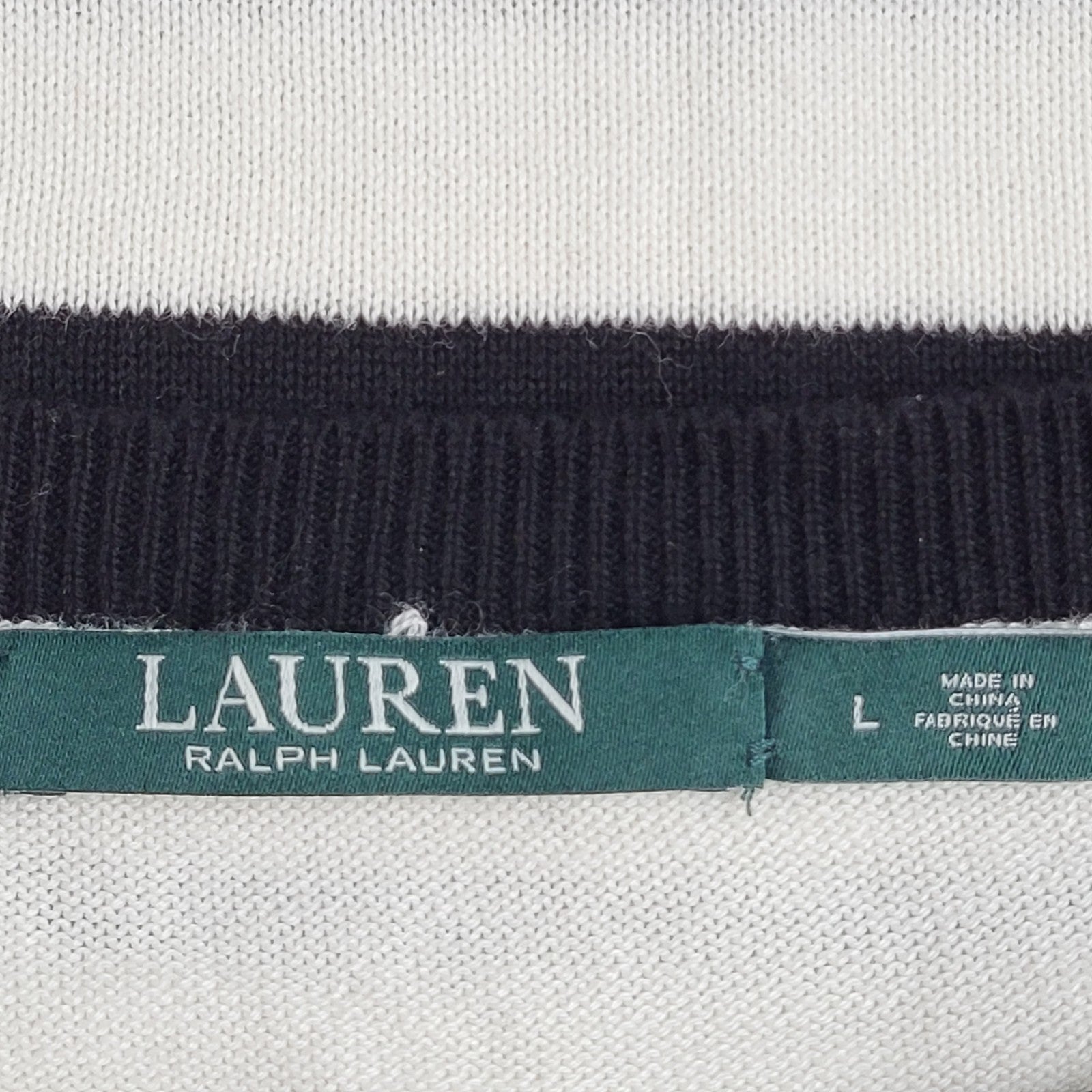 Ralph Lauren  Jumper Vintage White Black Boat Neck (Usa L) Women's Uk Size 16