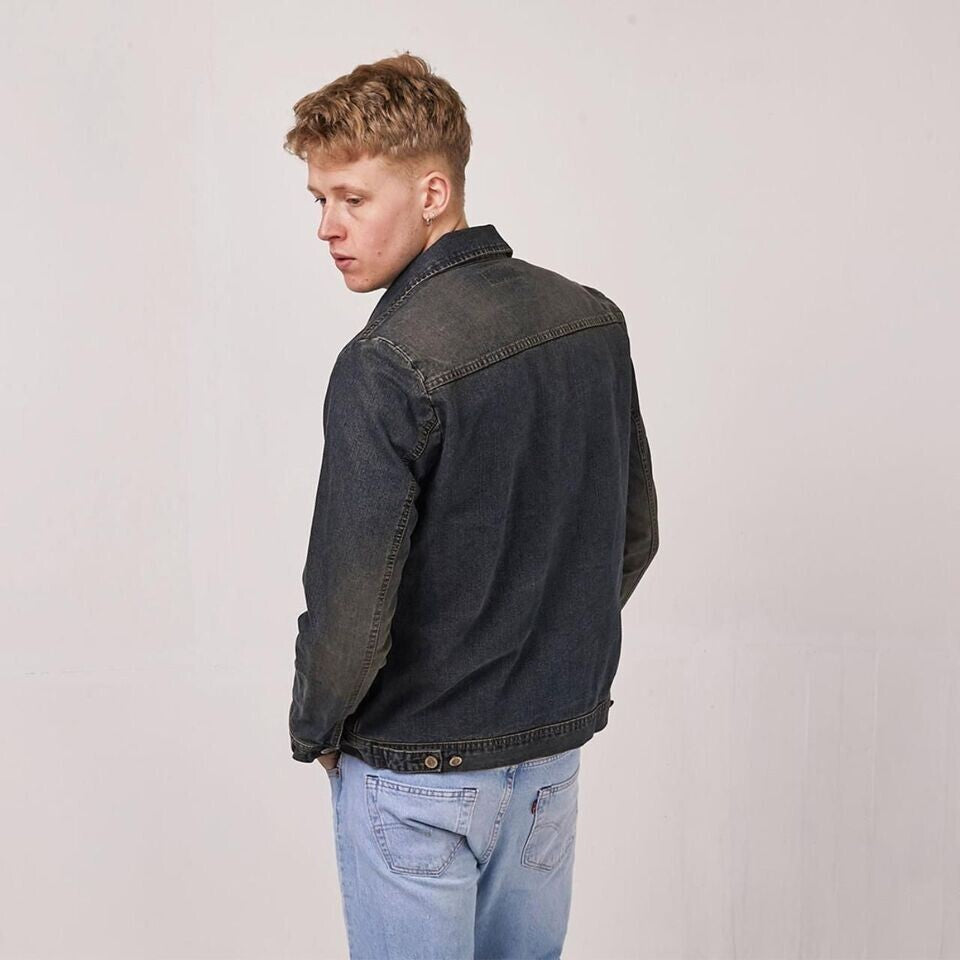 FCUK Vintage 90's Blue/Brown Button Up Collared Denim Jacket Men's UK Size M