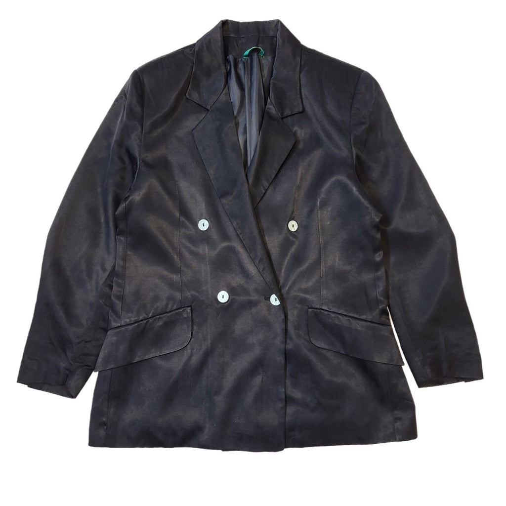 Canda C&A 80s Vintage Black Double Breasted Blazer Jacket Women's Size 16