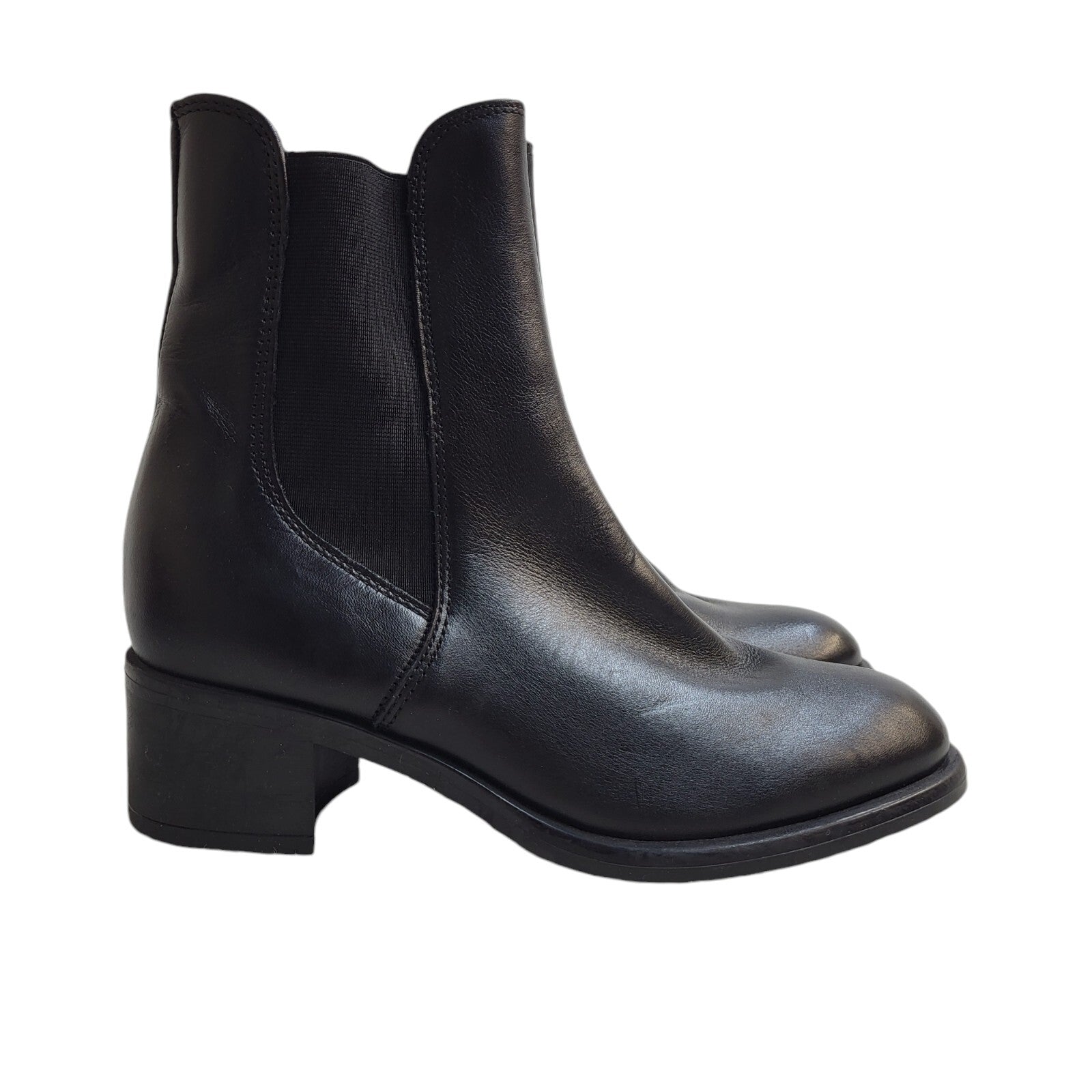 Jones Black Pull-On Leather Boots Uk Women's Size 3.5
