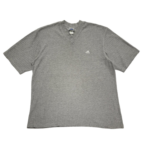 Adidas Grey Vintage 90's Vintage V-Neck Short Sleeve T-Shirt Mens Size XL