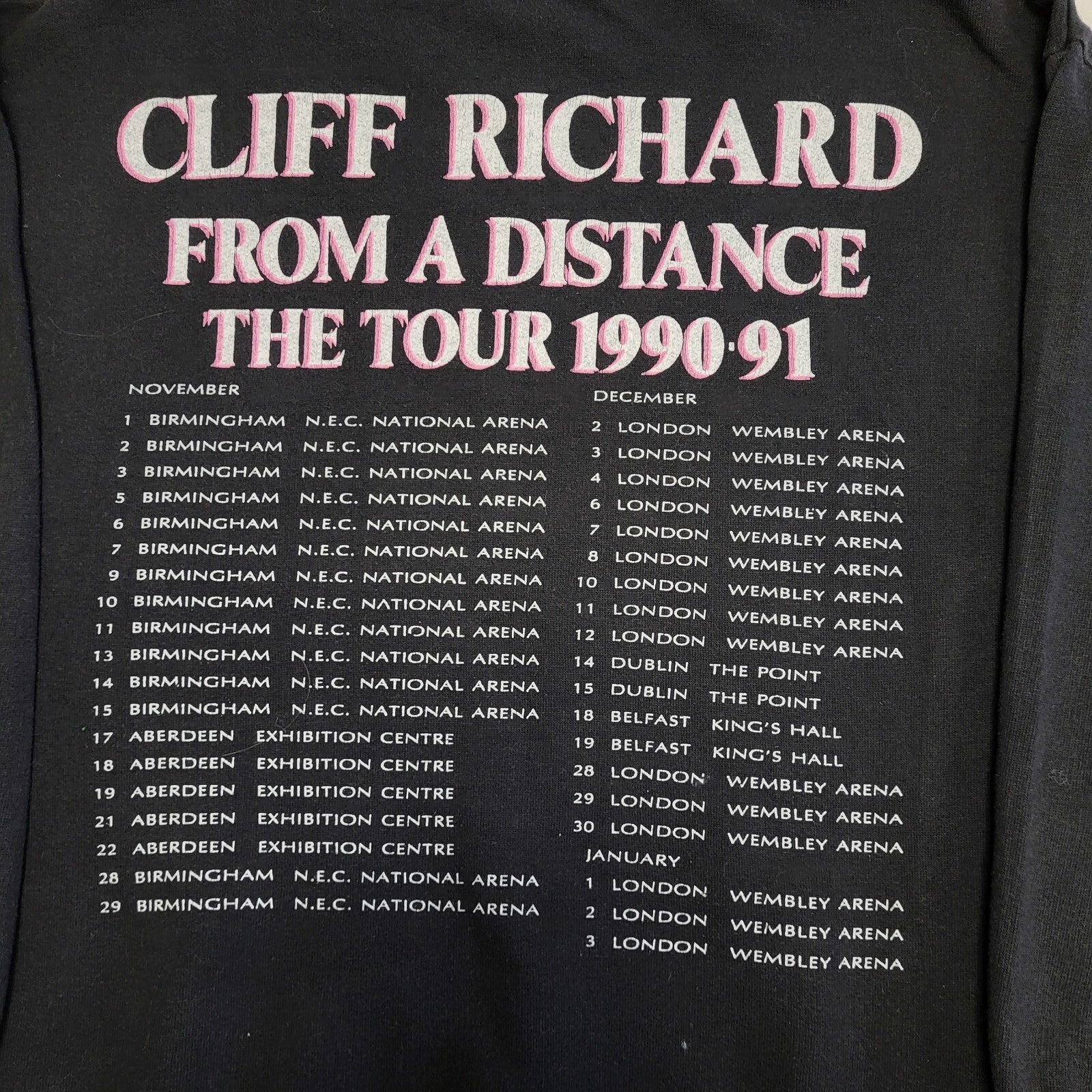 Cliff Richard 1990-91 UK Tour 90s Vintage Black Sweatshirt Women's Size L