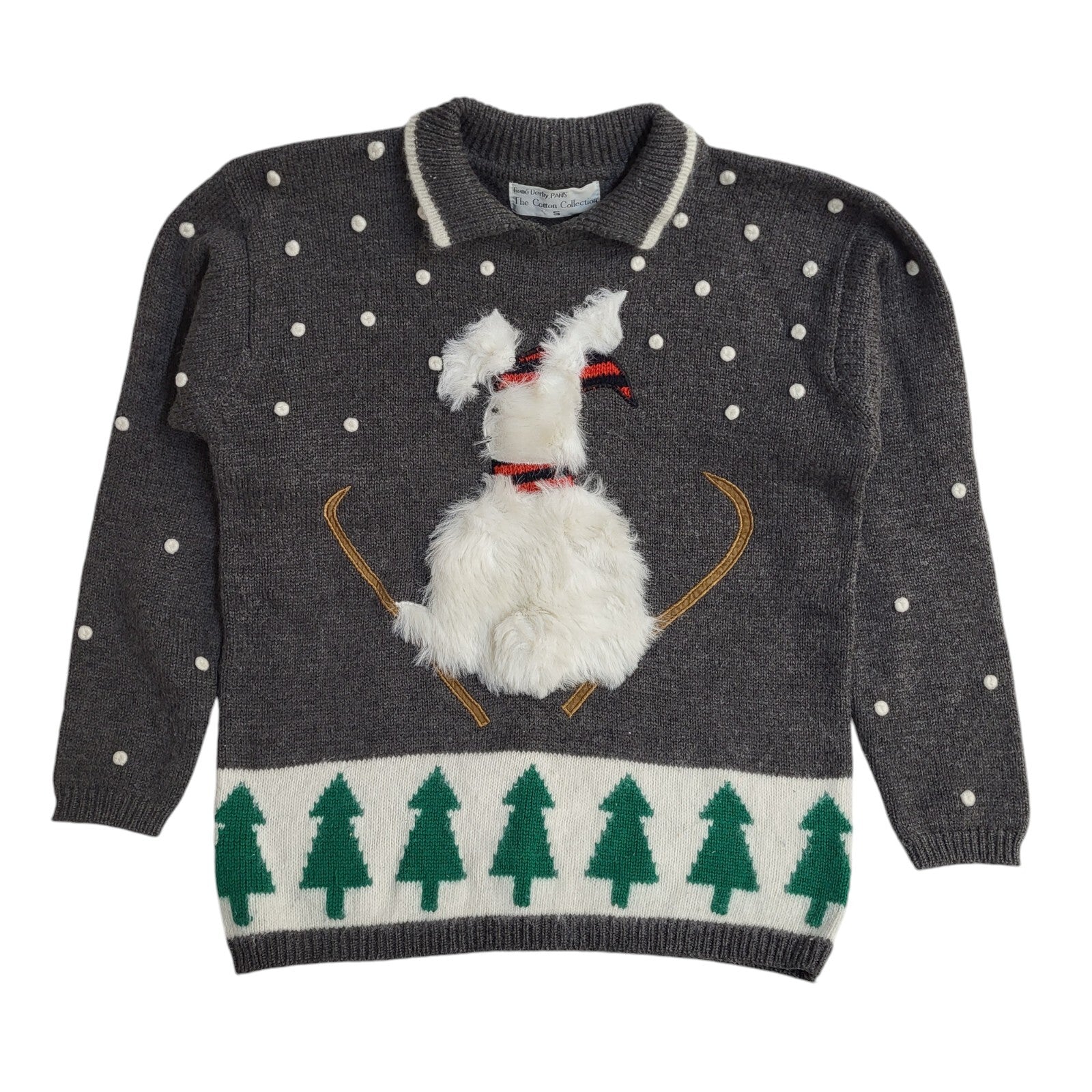 Rene Derhy Paris Grey 90s Xmas Jumper UK Women's Size S