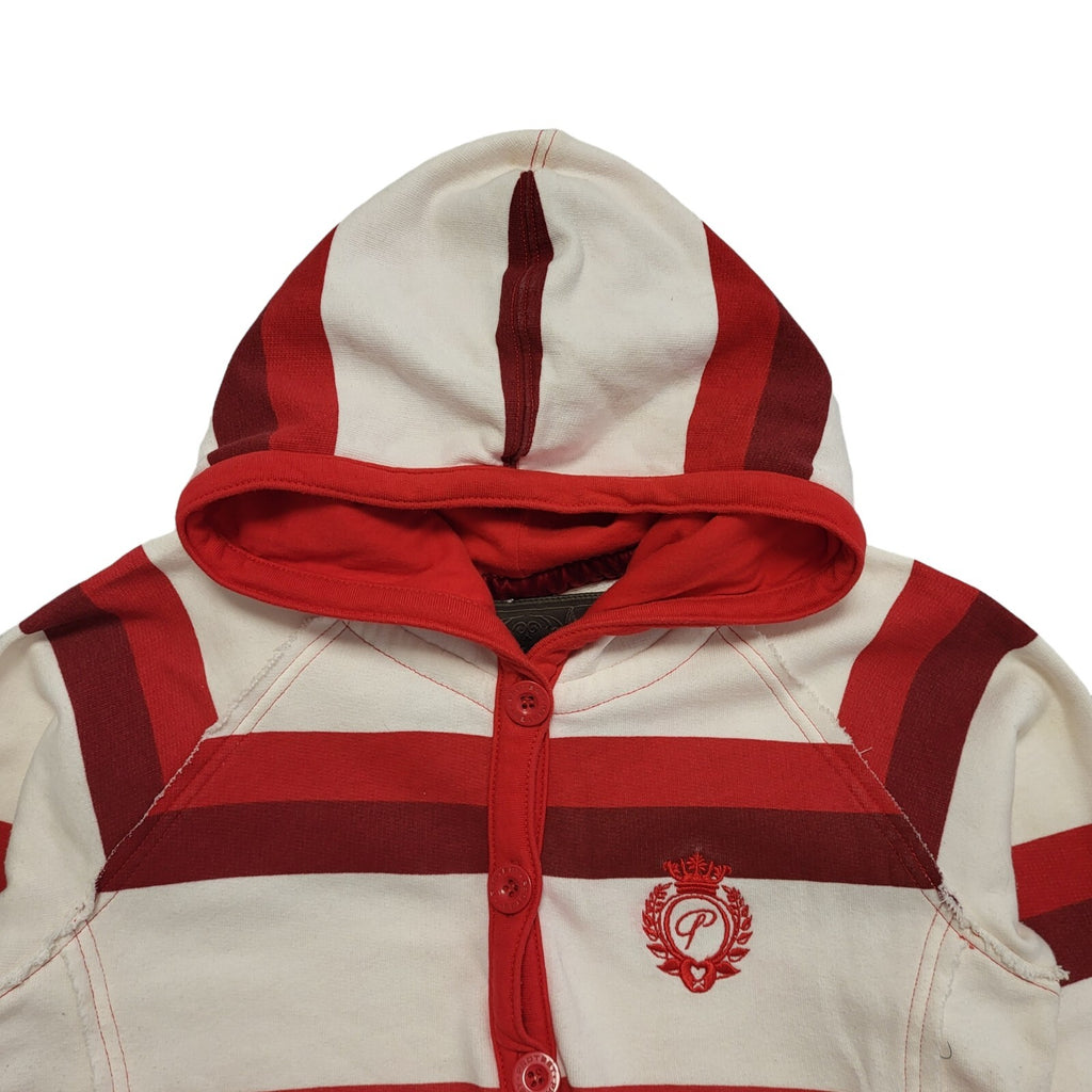 Protest Y2k Red White Button Sweatshirt Hoodie Uk Women's Size 10