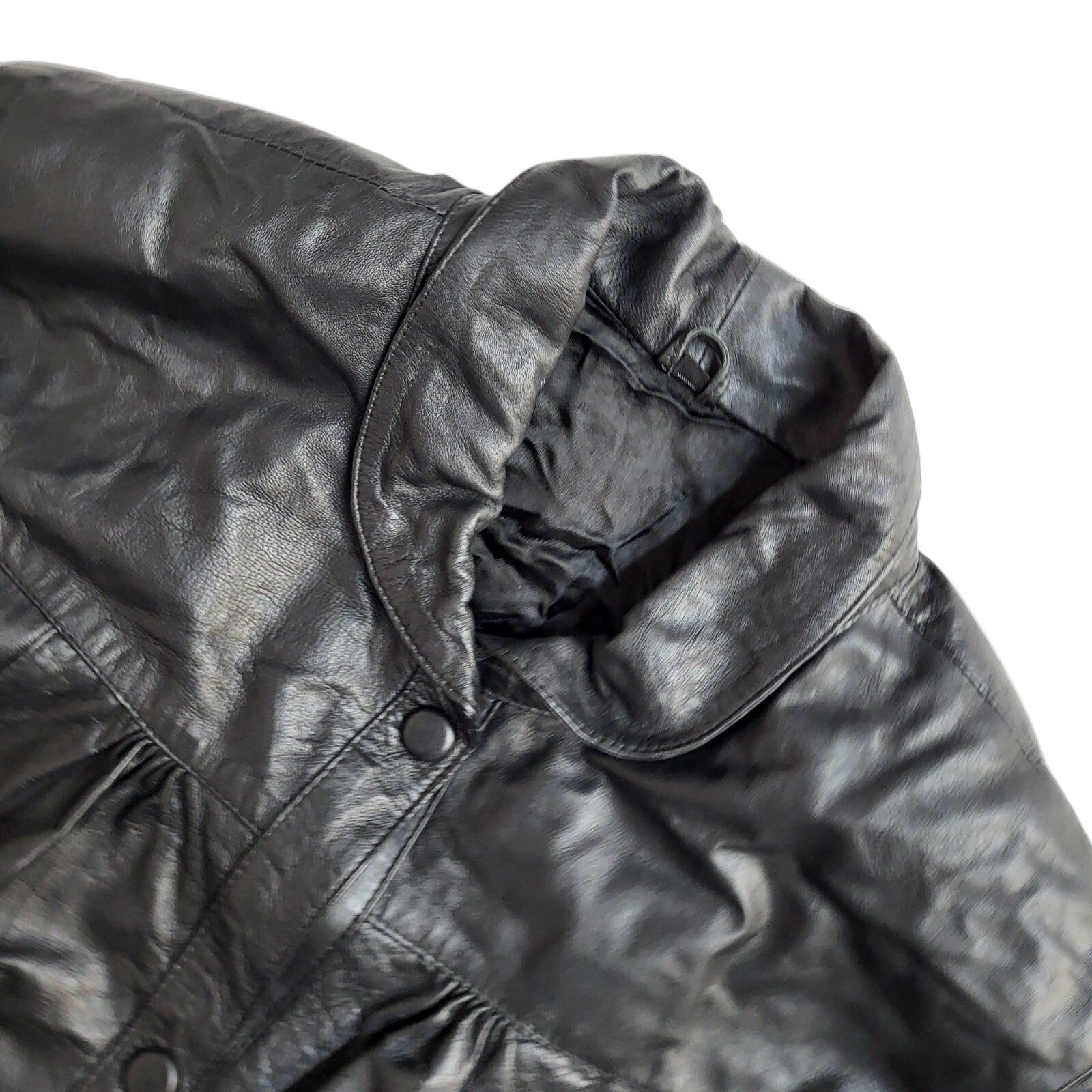 Vintage 90s Black Oversized Leather Coat UK Women's Size Small