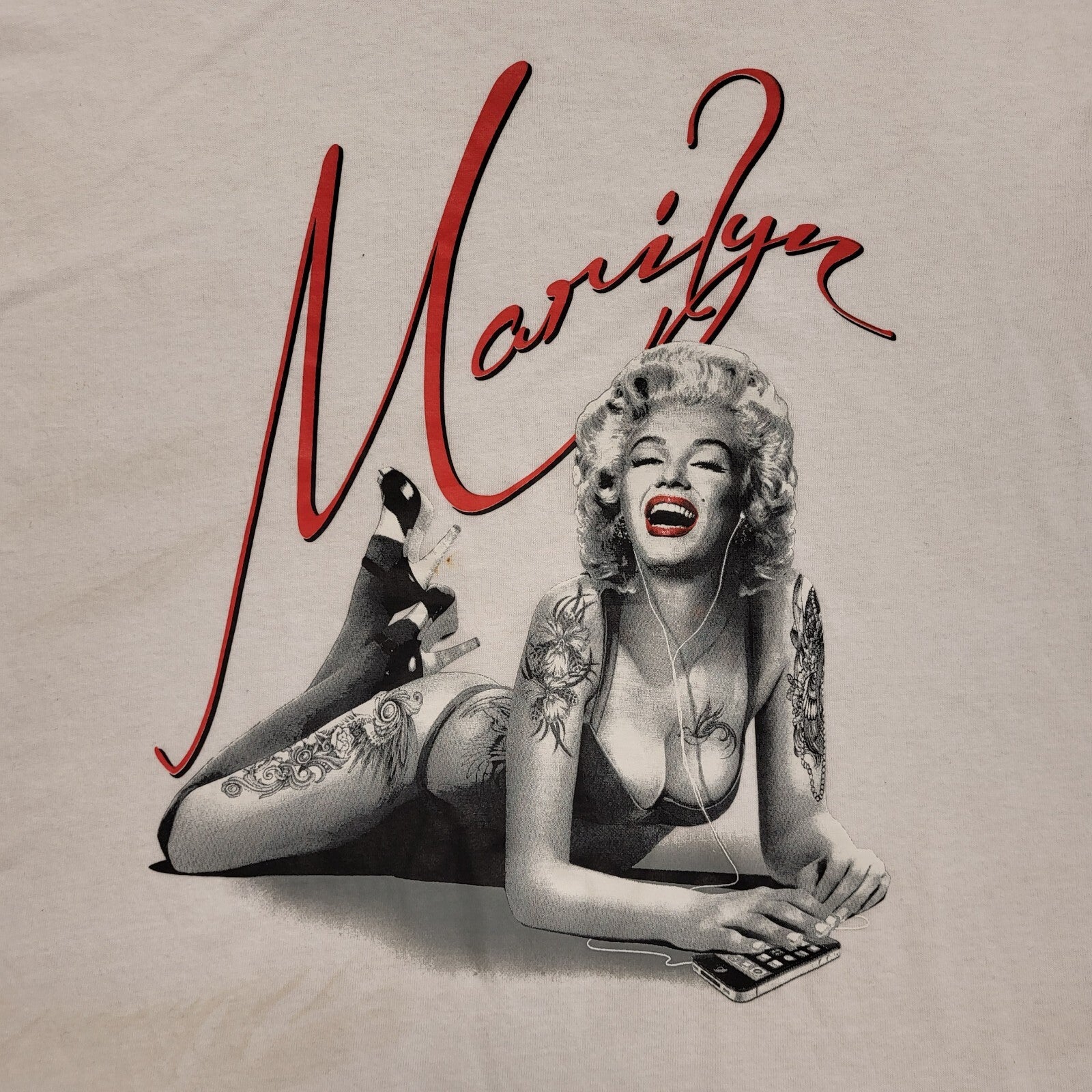 Fruit Of The Loom White Y2K Marilyn Monroe Short Sleeve T-Shirt Mens Size M