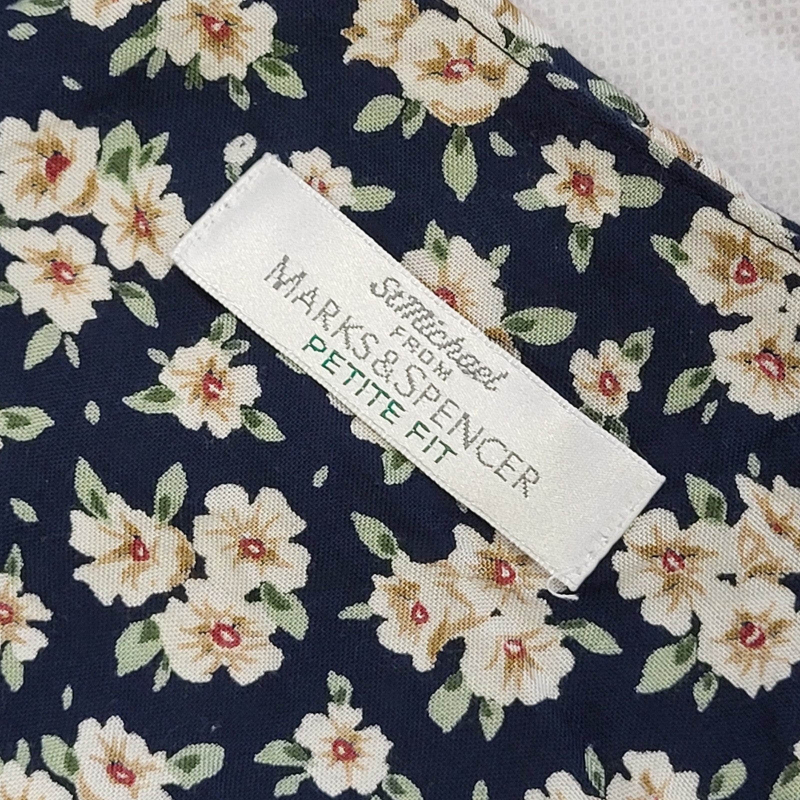 90s Vintage St Michael Black & Pink Floral Daywear Dress Women's Size 10