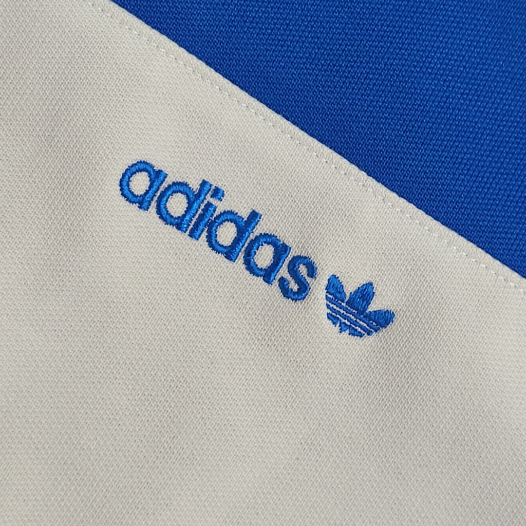Adidas Blue & White 90s Zipped Sports Tracksuit Top Uk Women's Size Medium