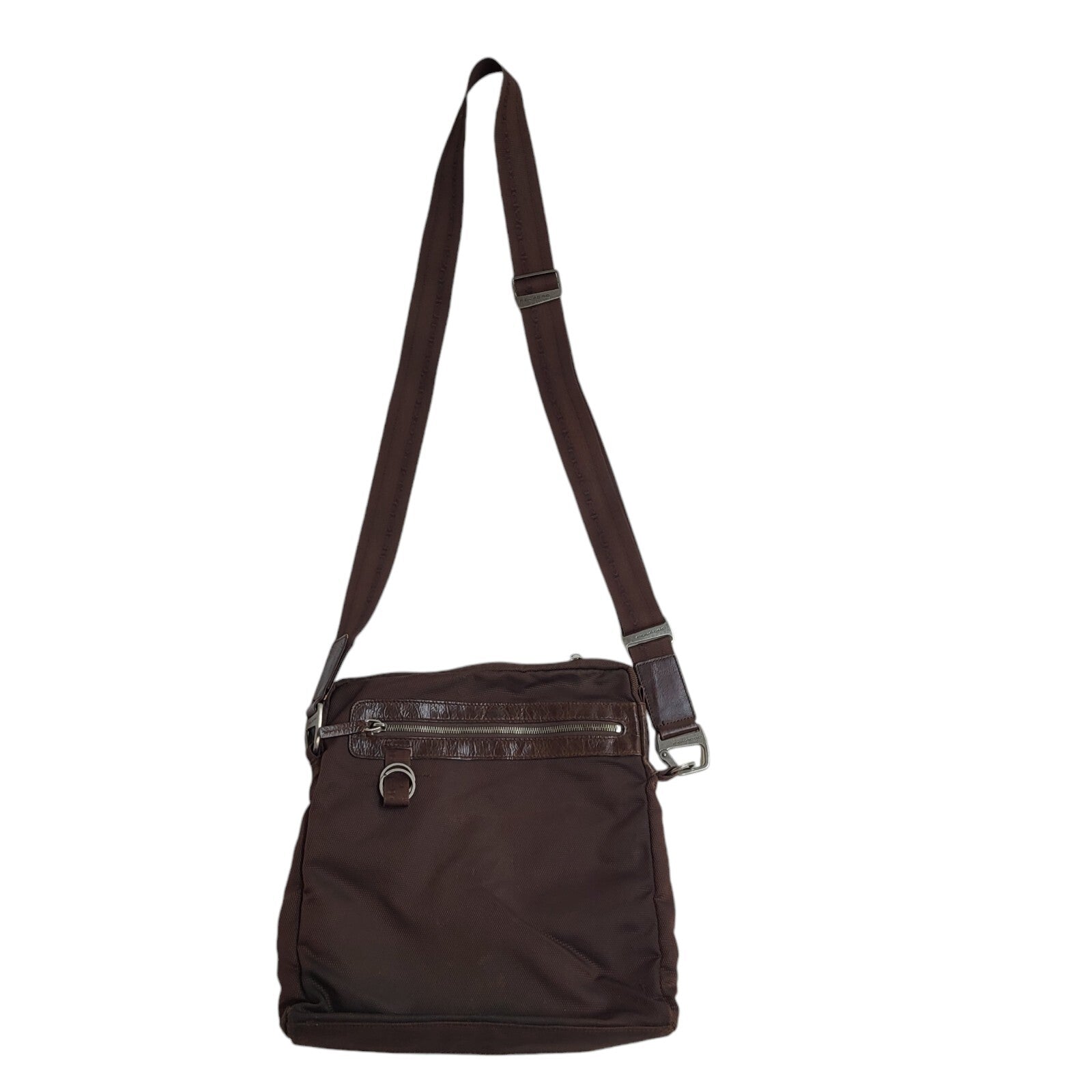 Piquadro Brown Zip Leather Shoulder Bag Women's Size 12" x 13"