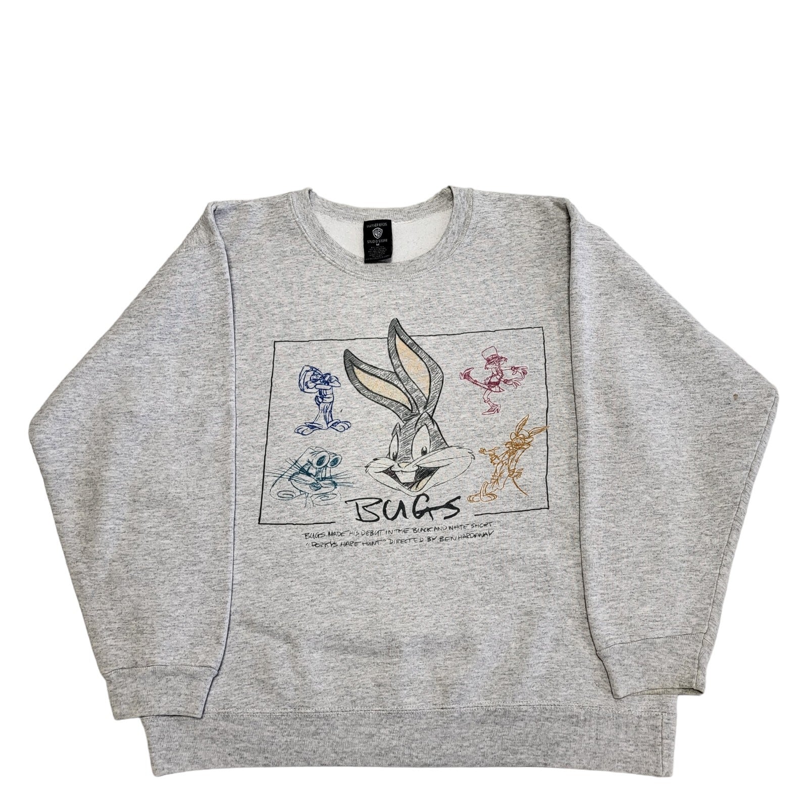 Warner Bros Bugs Bunny Print 90s Vintage Grey Sweatshirt Women's Size M