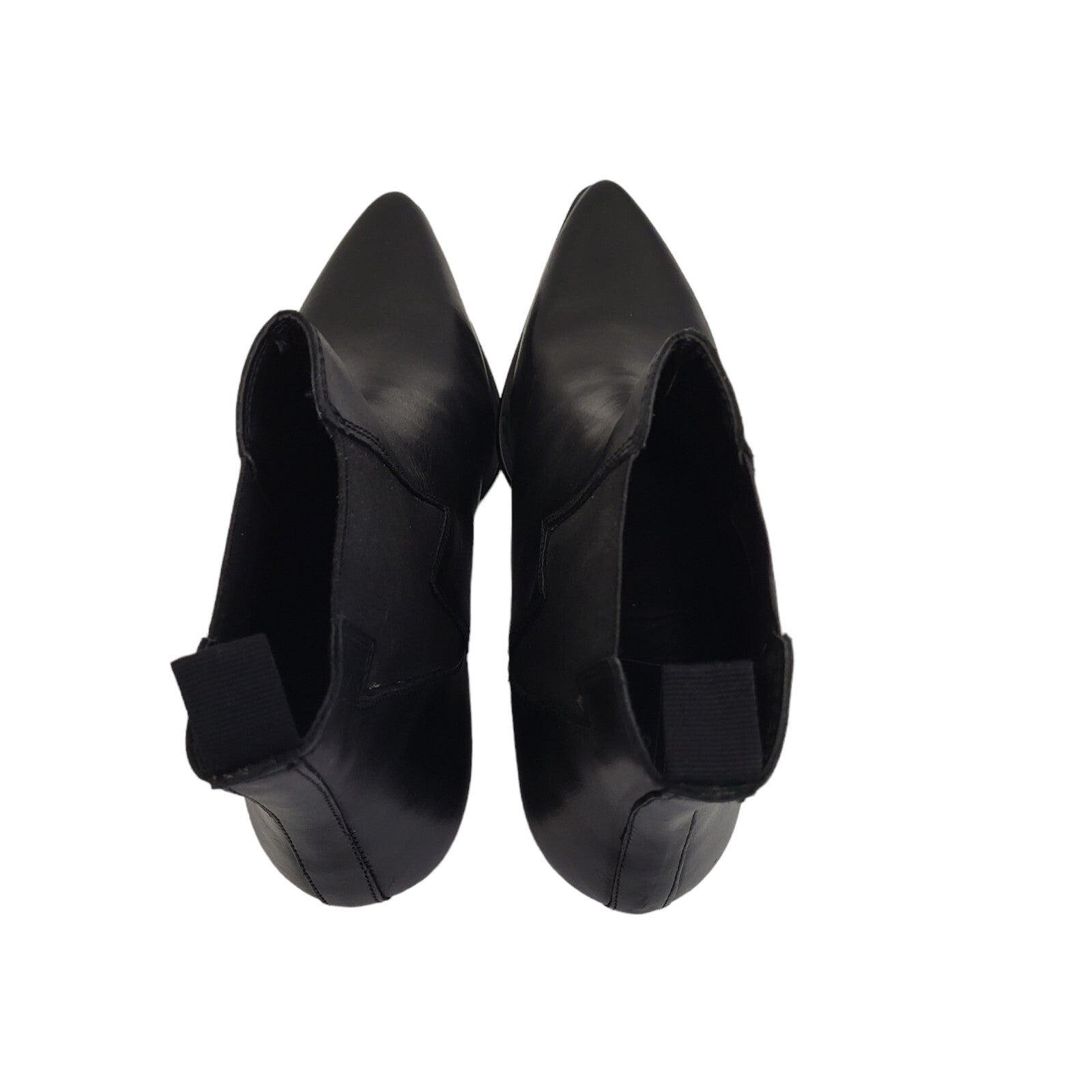 Asos Black Leather Slip-on Heel Boots Uk Women's Size 7