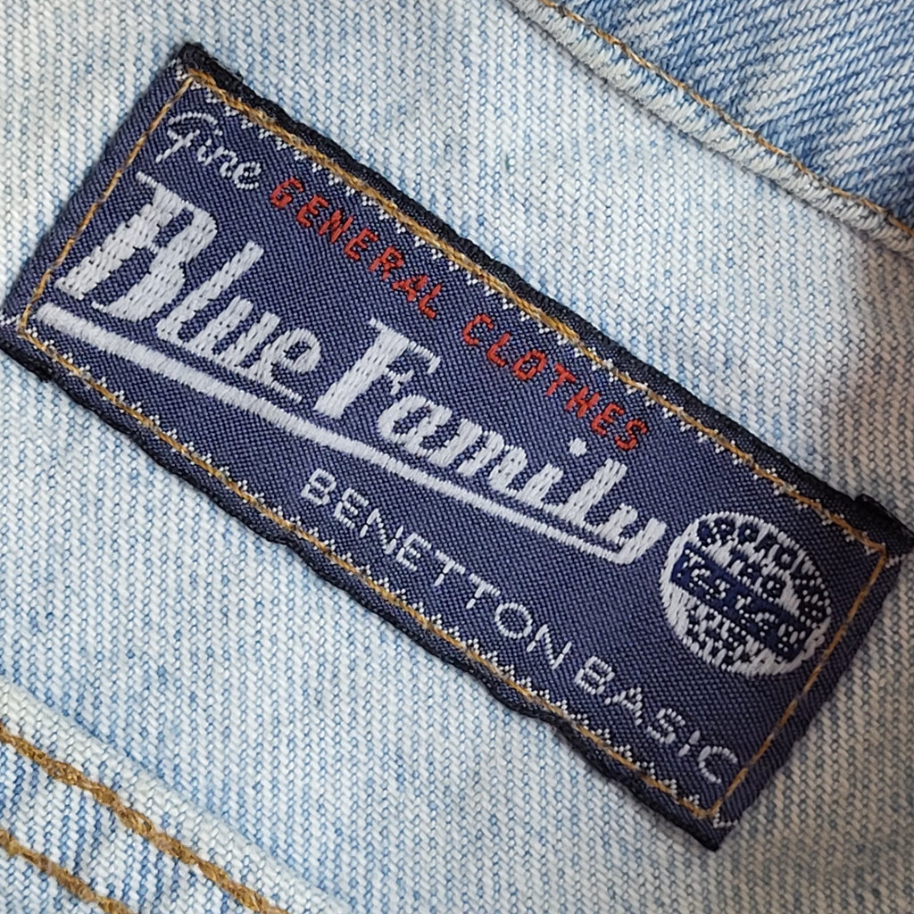 Blue Family 90s Vintage Sleeveless Blue Denim Button Shirt Uk Women's Size 14