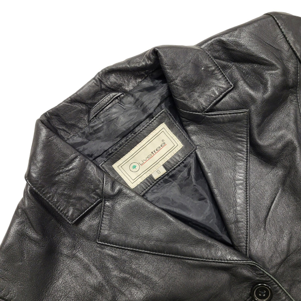 Live Tree Black Vintage 90s Leather Jacket Women's Size UK10