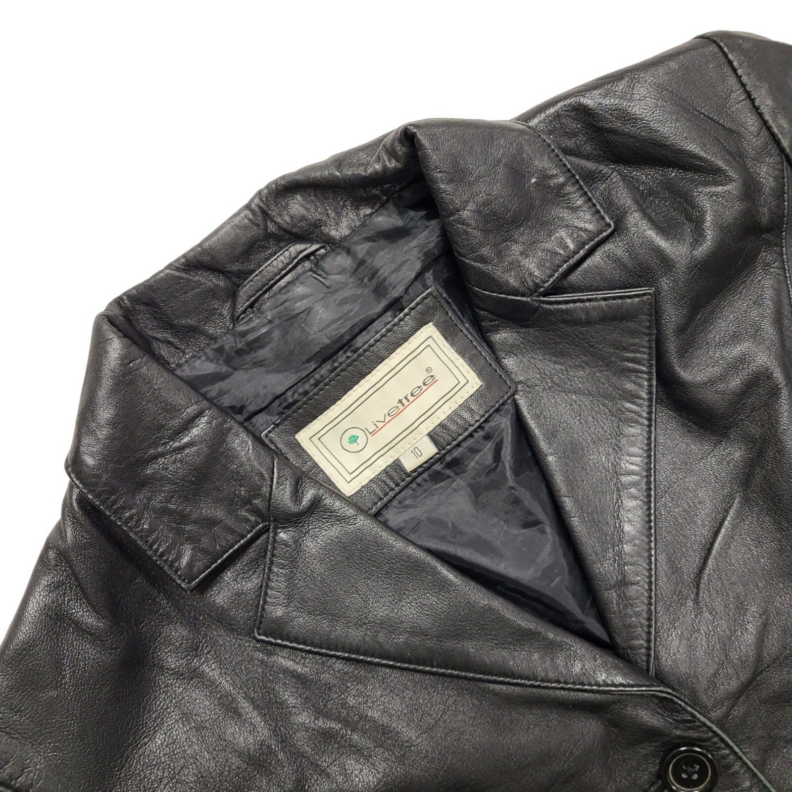 Live Tree Black Vintage 90s Leather Jacket Women's Size UK10