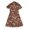 70s Vintage Brown & Purple Floral Collared Daywear Dress Women's 10