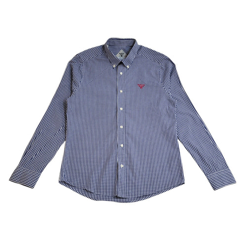 Barbour Beacon 90's Blue & White Check Long Sleeve Shirt Men's UK Size S