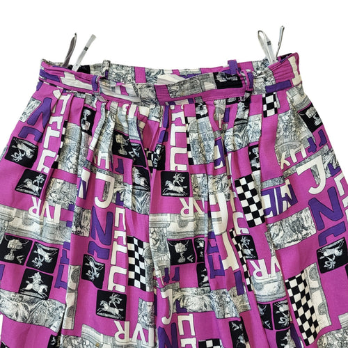 80's Vintage Purple Graphic Print Skirt Women's Size 10 EU 38 W28