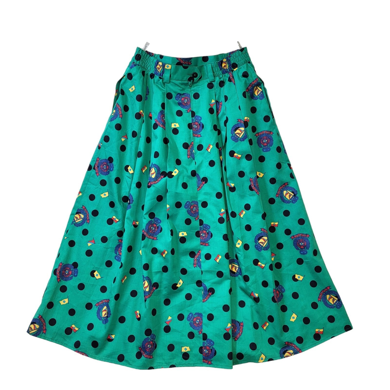 Barco Sport 80's Vintage Green Polka Dot Skirt Women's Size 10 EU 38 W28