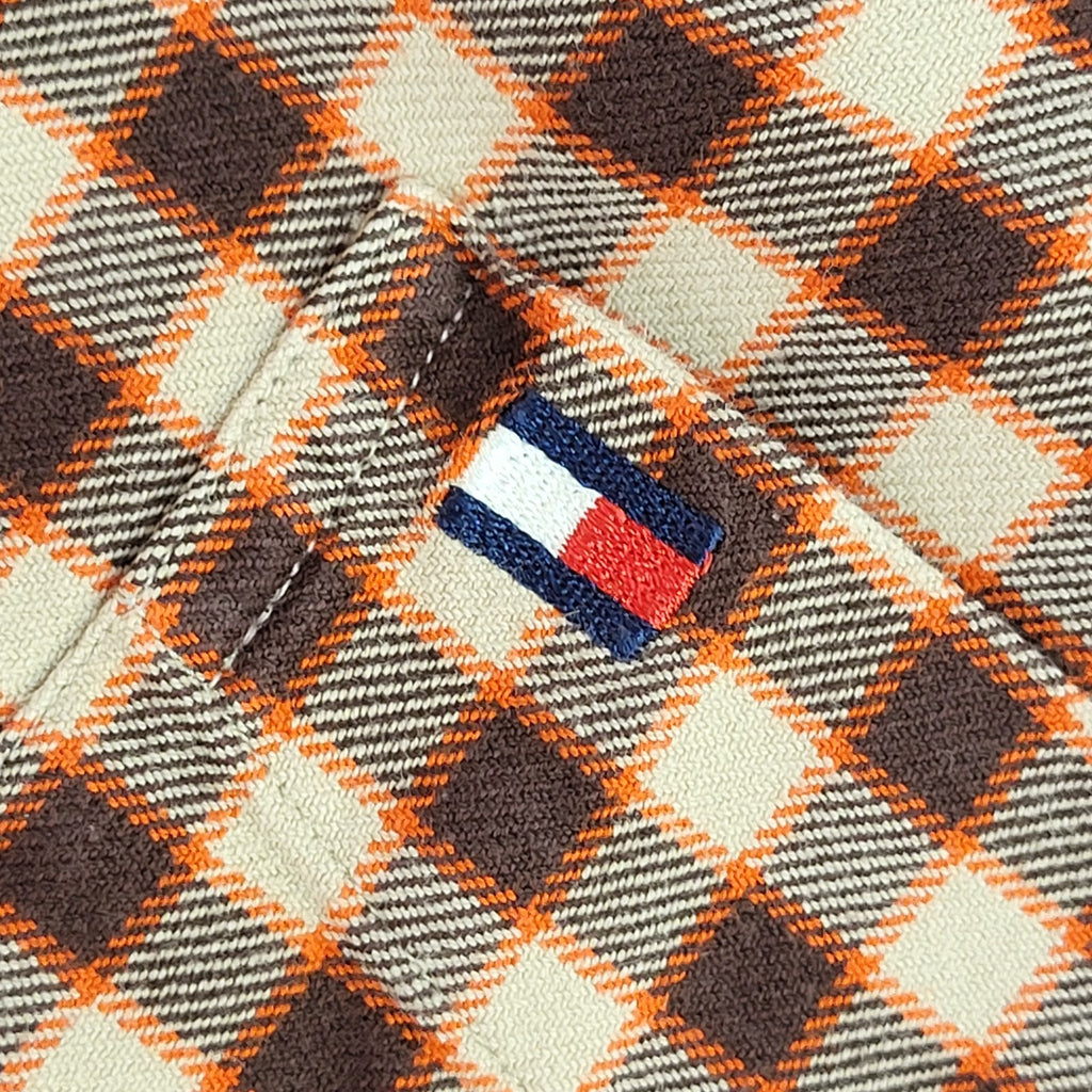 Tommy Hilfiger Y2k  Brown & Orange Check Long Sleeve Shirt Uk Men's Size Large